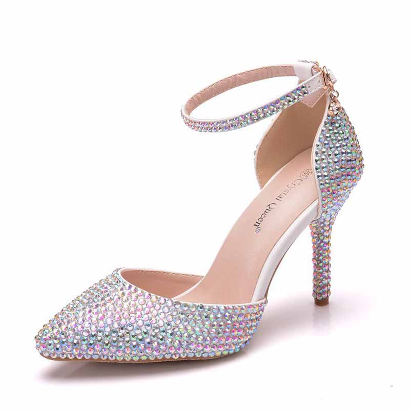 High Heels Dress Rhinestones Closed Toe Pumps Shoes