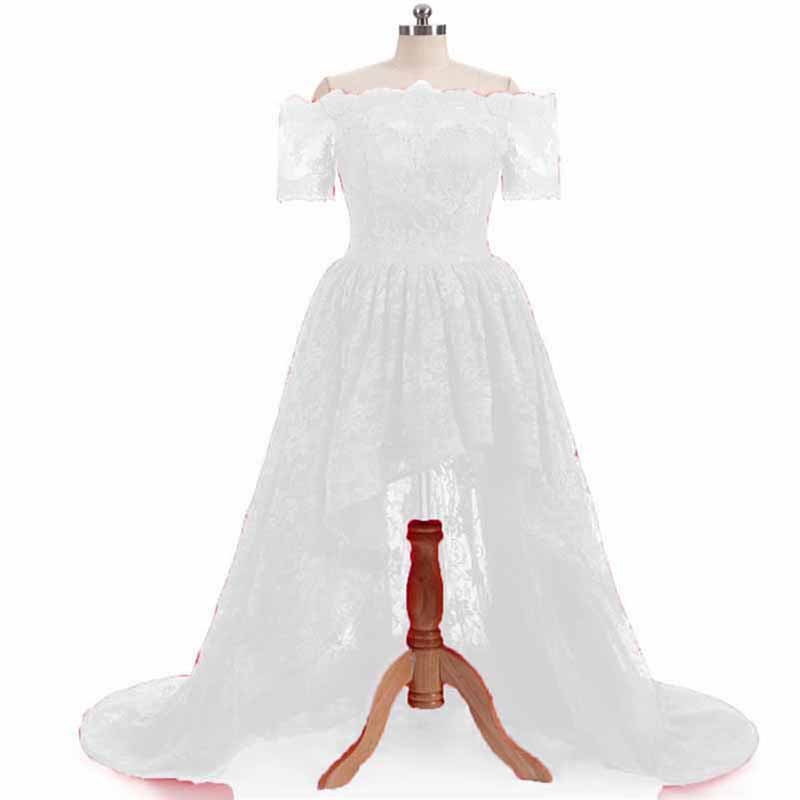 Off Shoulder Prom Dresses High Low Puffy Formal Lace Evening Ball Gowns