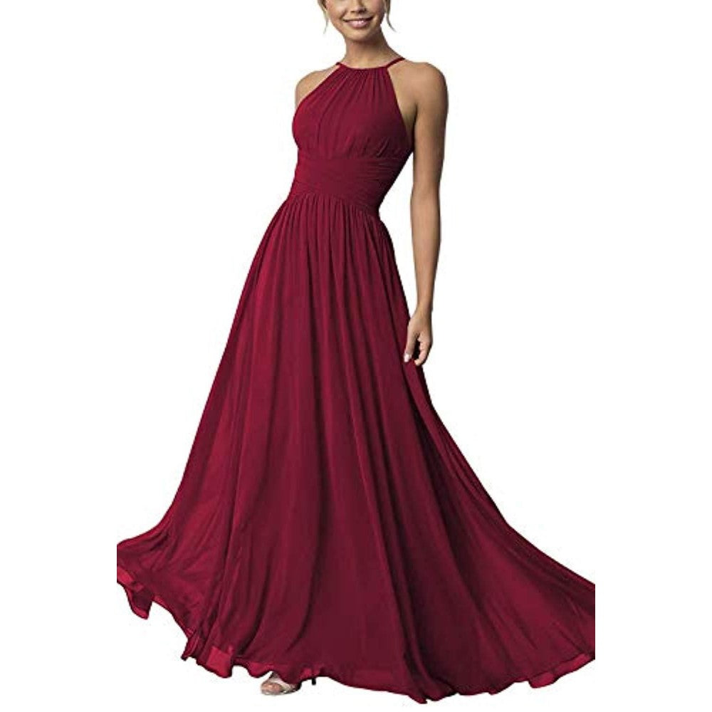 Country Chiffon Bridesmaid Dresses Long Sling Evening Gowns
