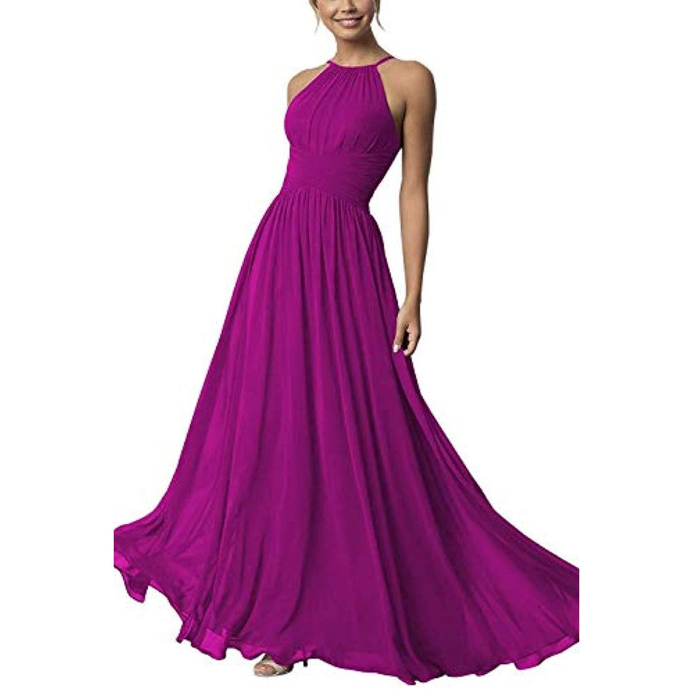 Country Chiffon Bridesmaid Dresses Long Sling Evening Gowns