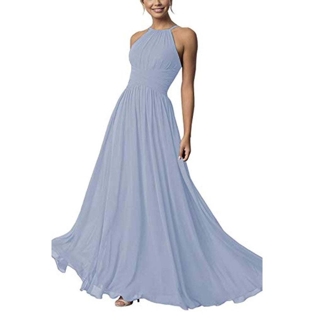 Country Chiffon Bridesmaid Dresses Long Sling Evening Gowns
