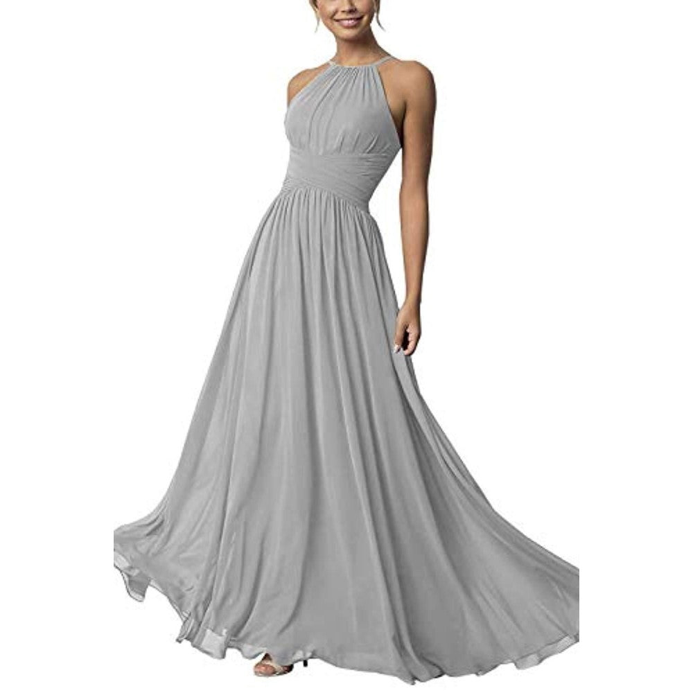 Country Chiffon Bridesmaid Dresses Long Sling Evening Gowns