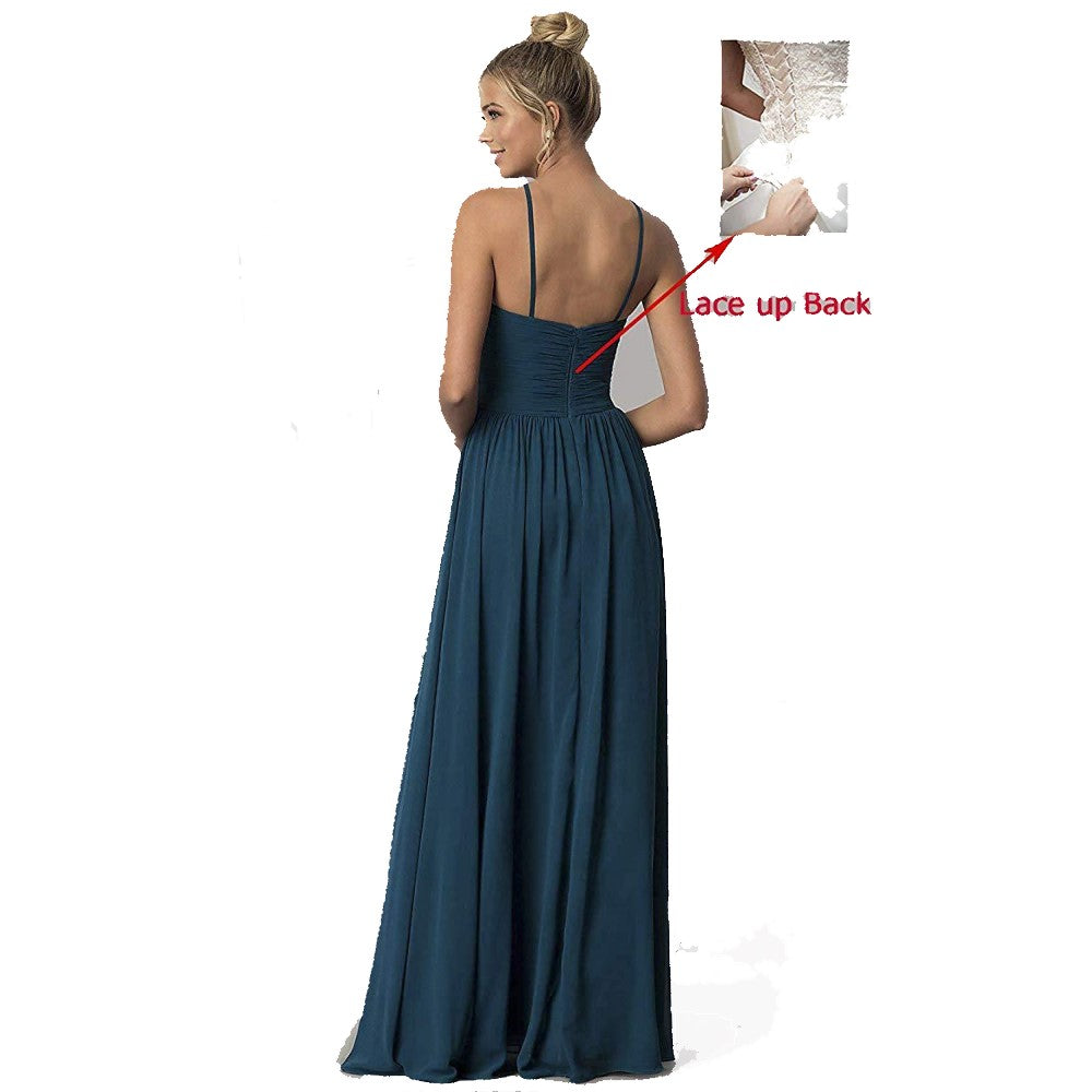 Country Chiffon Bridesmaid Dresses Long Sling Evening Gowns