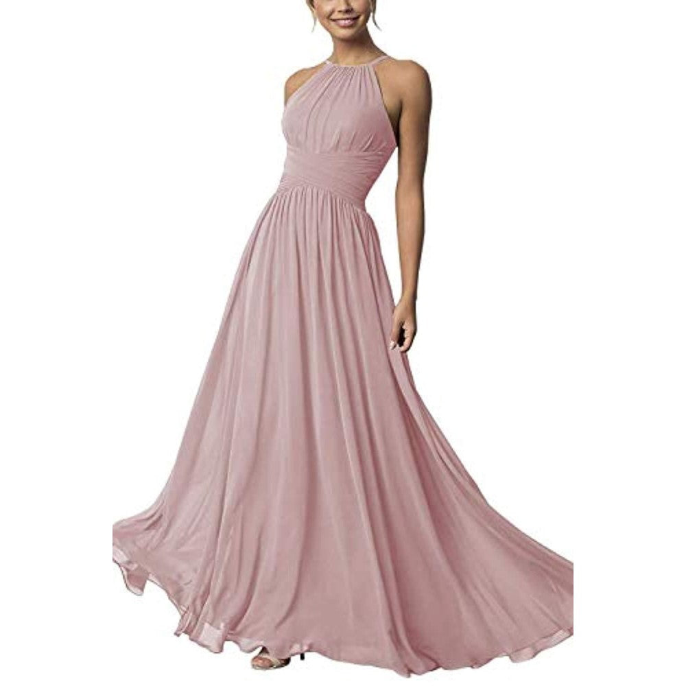 Country Chiffon Bridesmaid Dresses Long Sling Evening Gowns