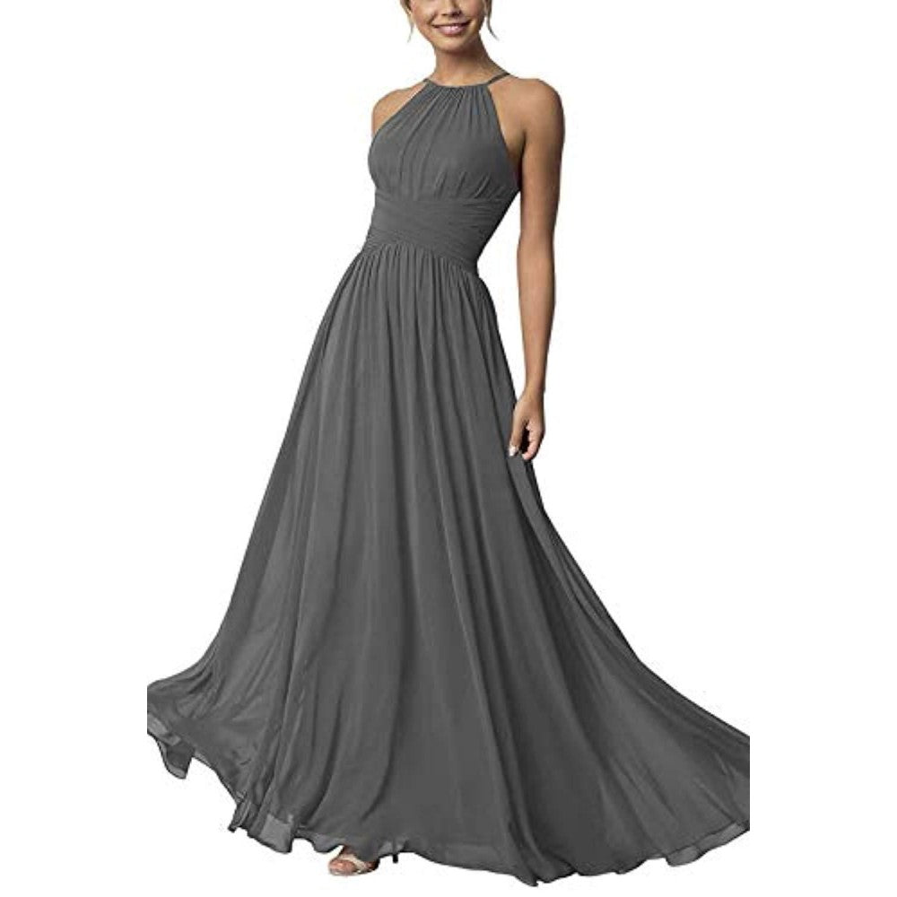Country Chiffon Bridesmaid Dresses Long Sling Evening Gowns