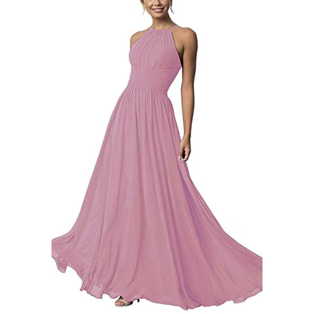 Country Chiffon Bridesmaid Dresses Long Sling Evening Gowns