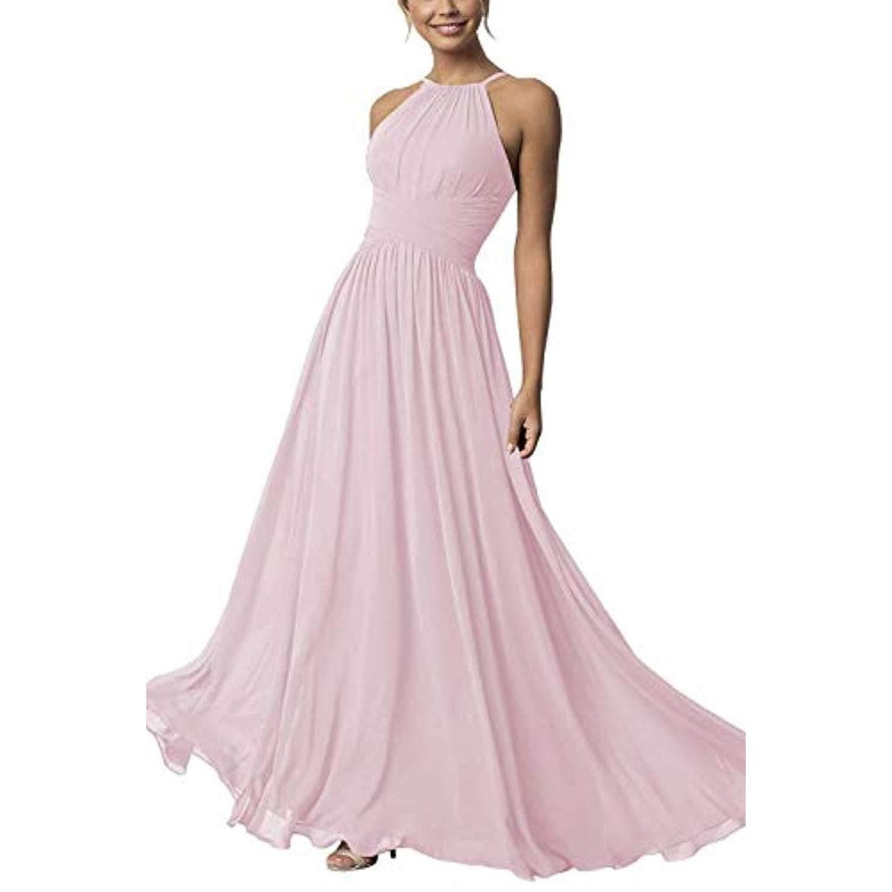 Country Chiffon Bridesmaid Dresses Long Sling Evening Gowns