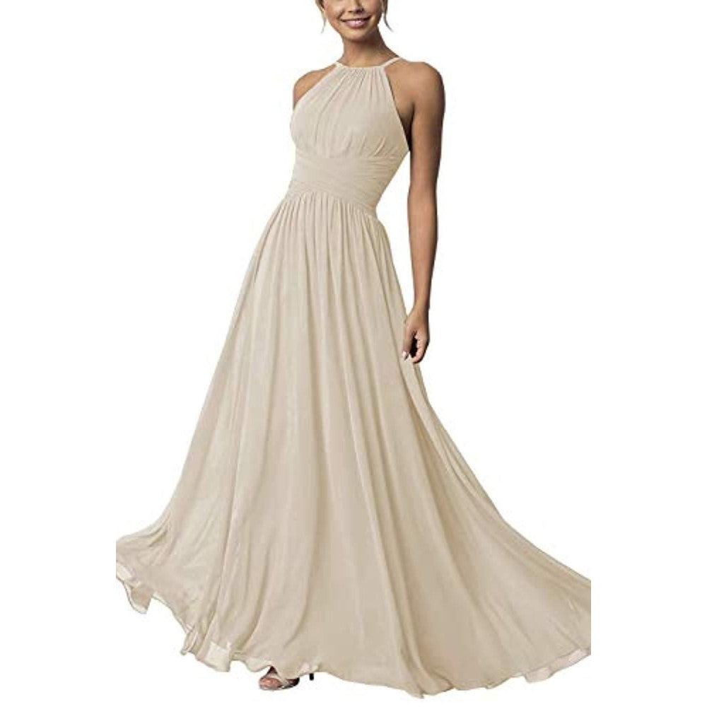 Country Chiffon Bridesmaid Dresses Long Sling Evening Gowns