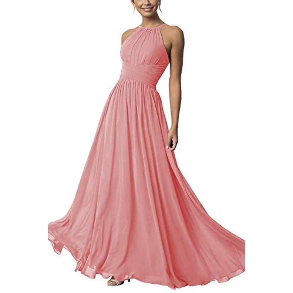 Country Chiffon Bridesmaid Dresses Long Sling Evening Gowns