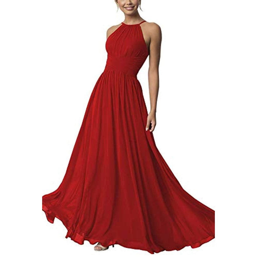 Country Chiffon Bridesmaid Dresses Long Sling Evening Gowns