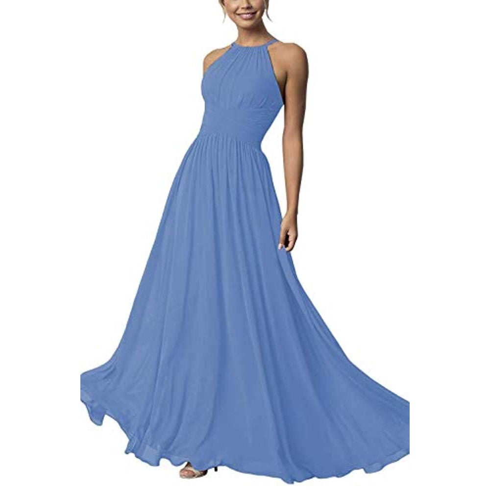 Country Chiffon Bridesmaid Dresses Long Sling Evening Gowns