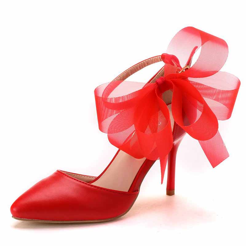Closed Toe High Heel Sandals Bridal Wedding Shoes For Bride Ankle Strap