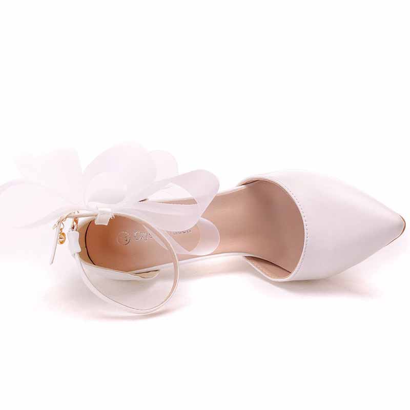Closed Toe High Heel Sandals Bridal Wedding Shoes For Bride Ankle Strap