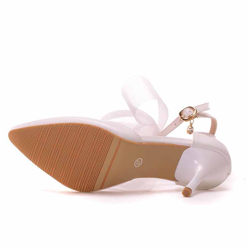Closed Toe High Heel Sandals Bridal Wedding Shoes For Bride Ankle Strap