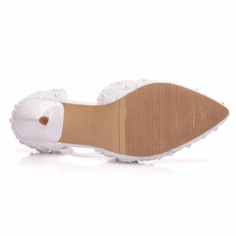 Closed Toe High Heel Sandals Bridal Wedding Shoes For Bride Ankle Strap