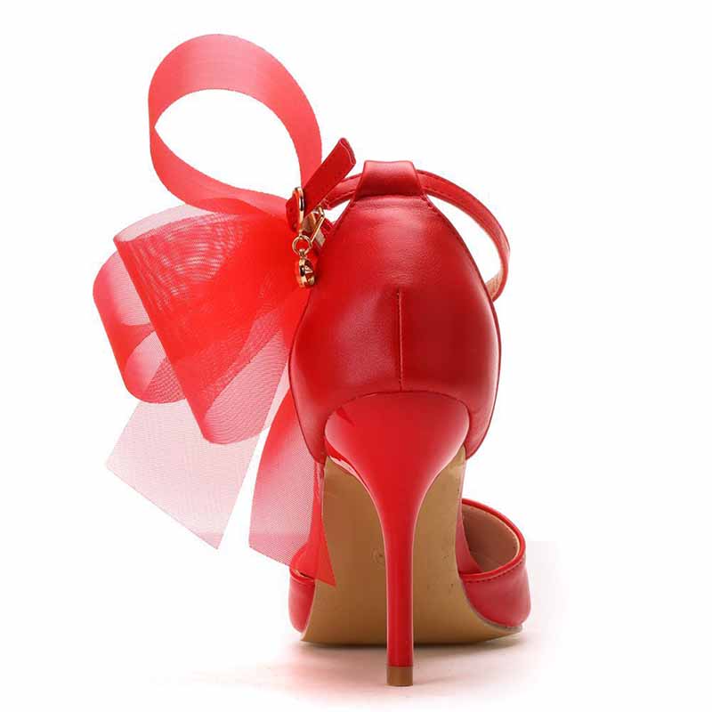 Closed Toe High Heel Sandals Bridal Wedding Shoes For Bride Ankle Strap