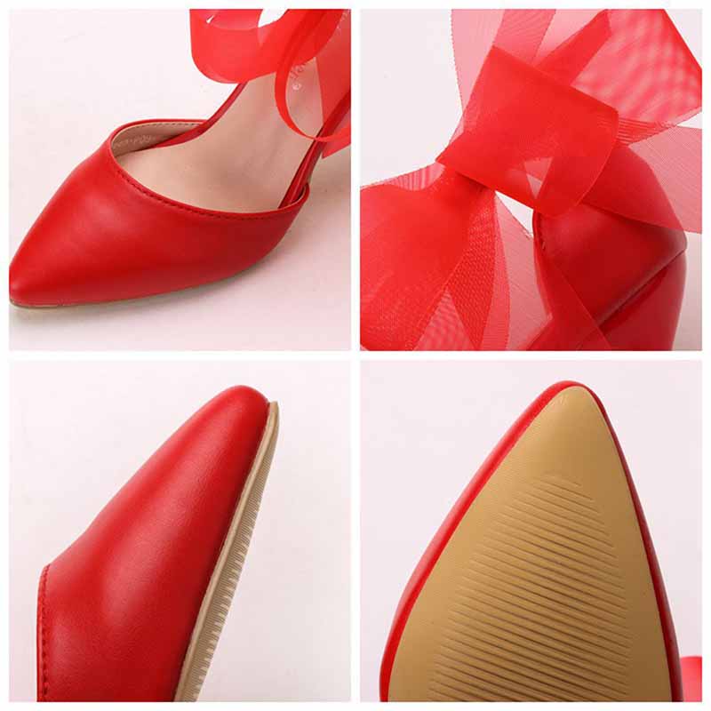 Closed Toe High Heel Sandals Bridal Wedding Shoes For Bride Ankle Strap