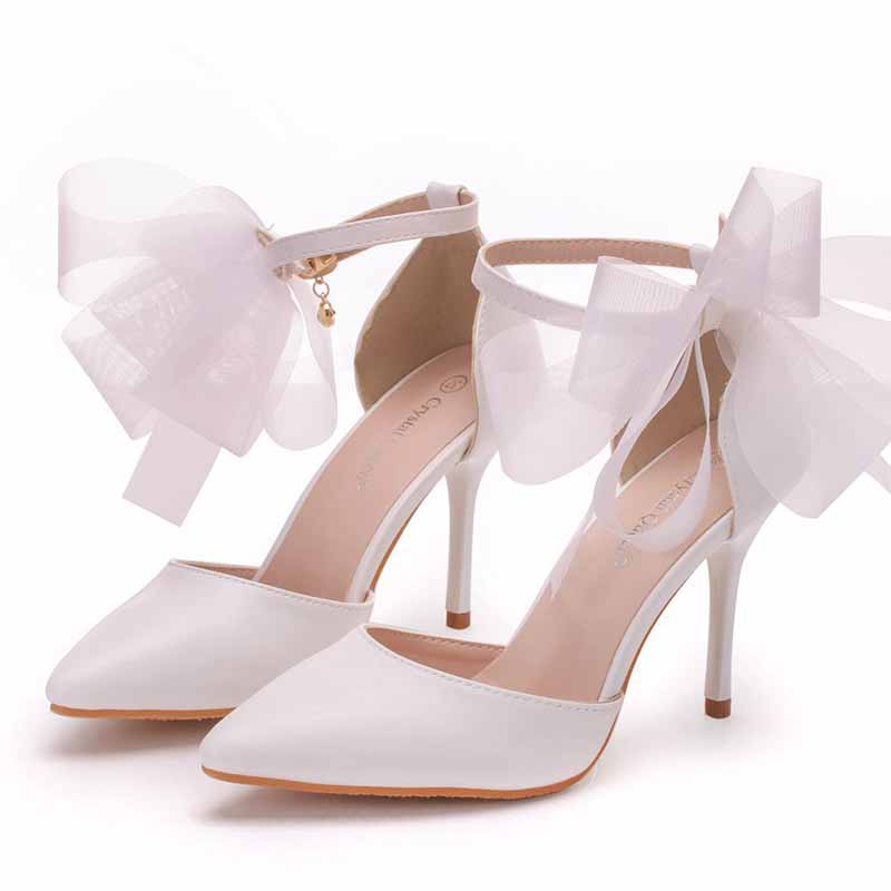 Closed Toe High Heel Sandals Bridal Wedding Shoes For Bride Ankle Strap
