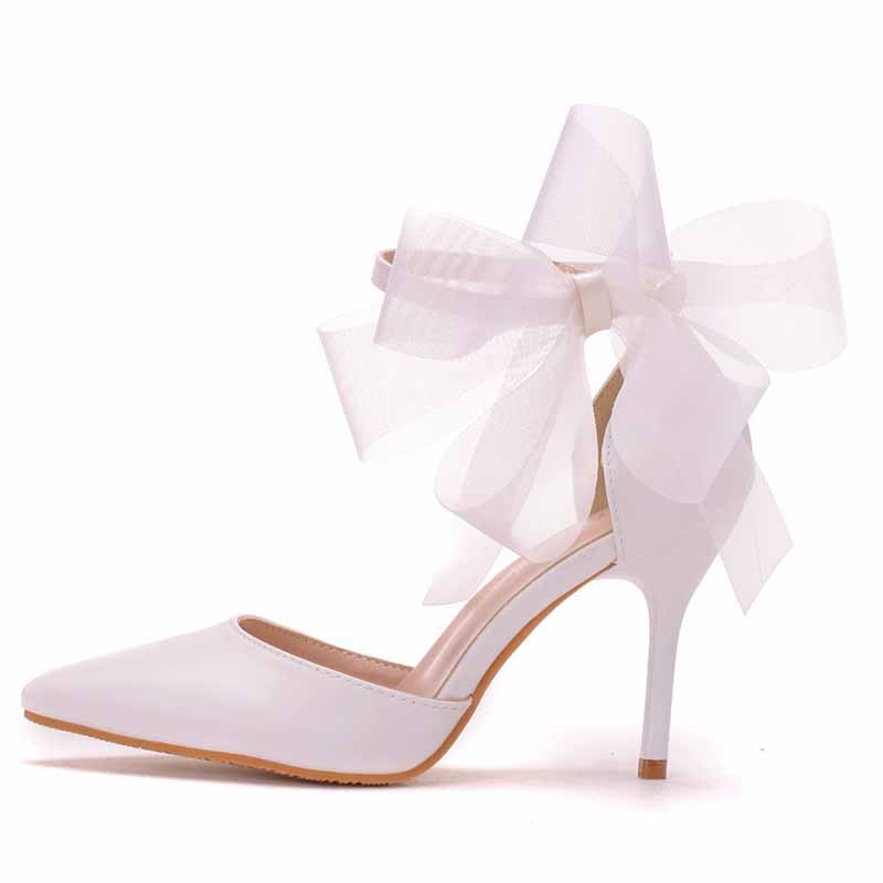 Closed Toe High Heel Sandals Bridal Wedding Shoes For Bride Ankle Strap