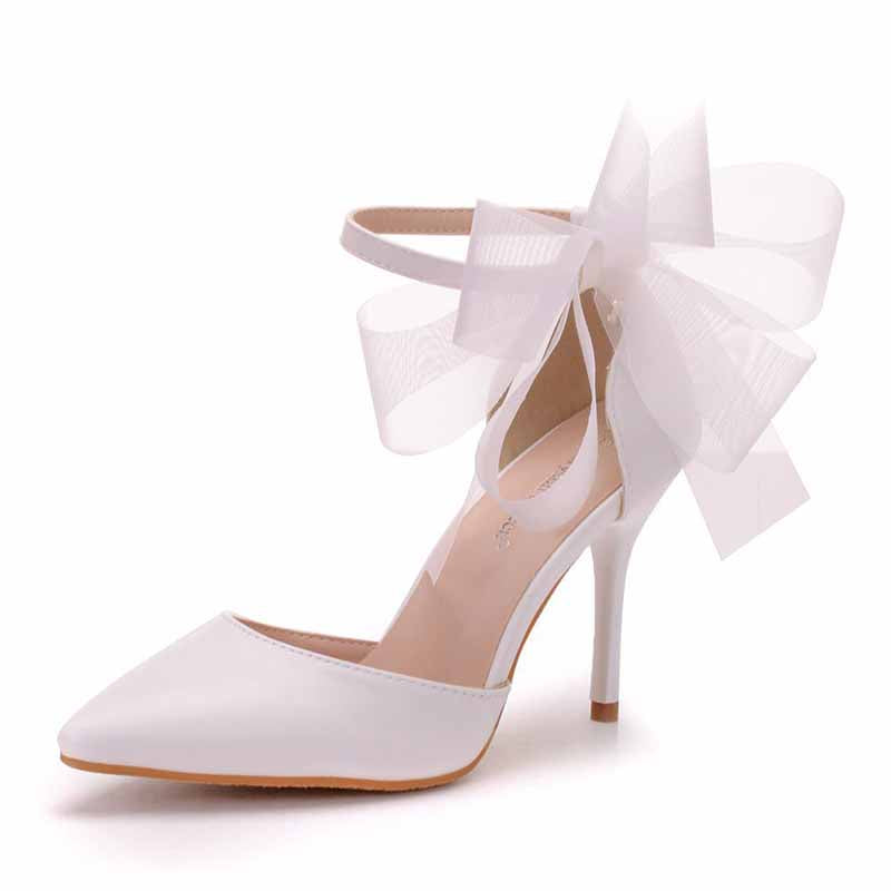 Closed Toe High Heel Sandals Bridal Wedding Shoes For Bride Ankle Strap