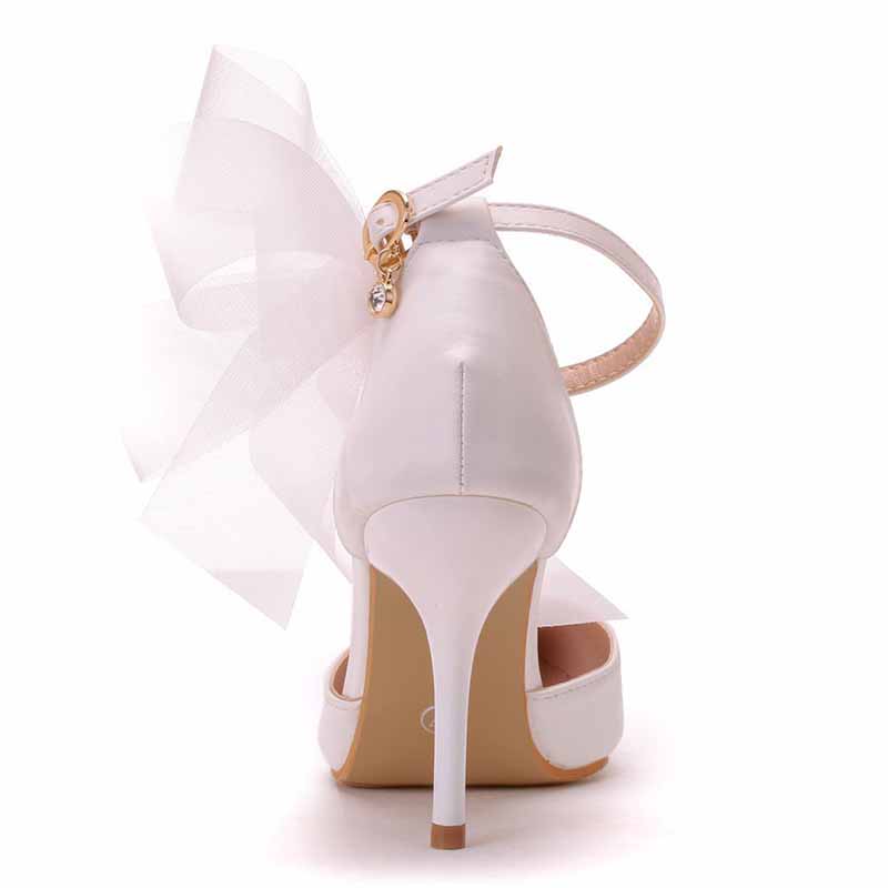 Closed Toe High Heel Sandals Bridal Wedding Shoes For Bride Ankle Strap