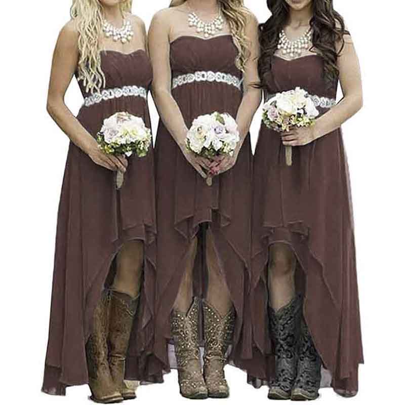 Strapless High Low Bridesmaid Dresses Wedding Party Gowns