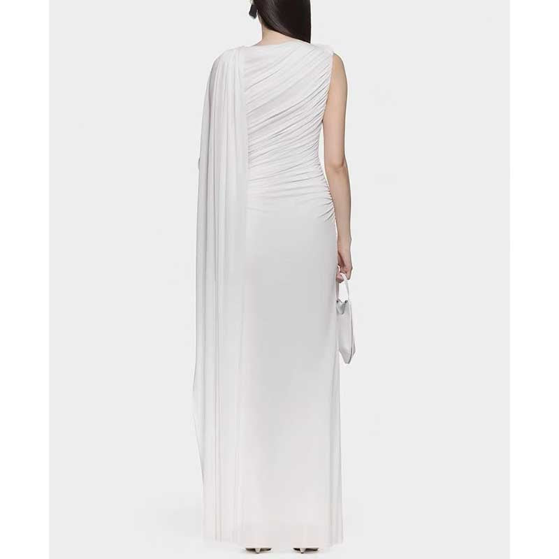 Shawl Ruched Draped Maxi Dress Long Evening Dress