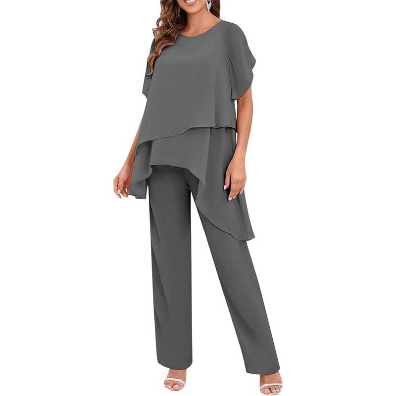 2 Pieces Mother of The Bride Pant Suits Wedding Outfit with Sleeves