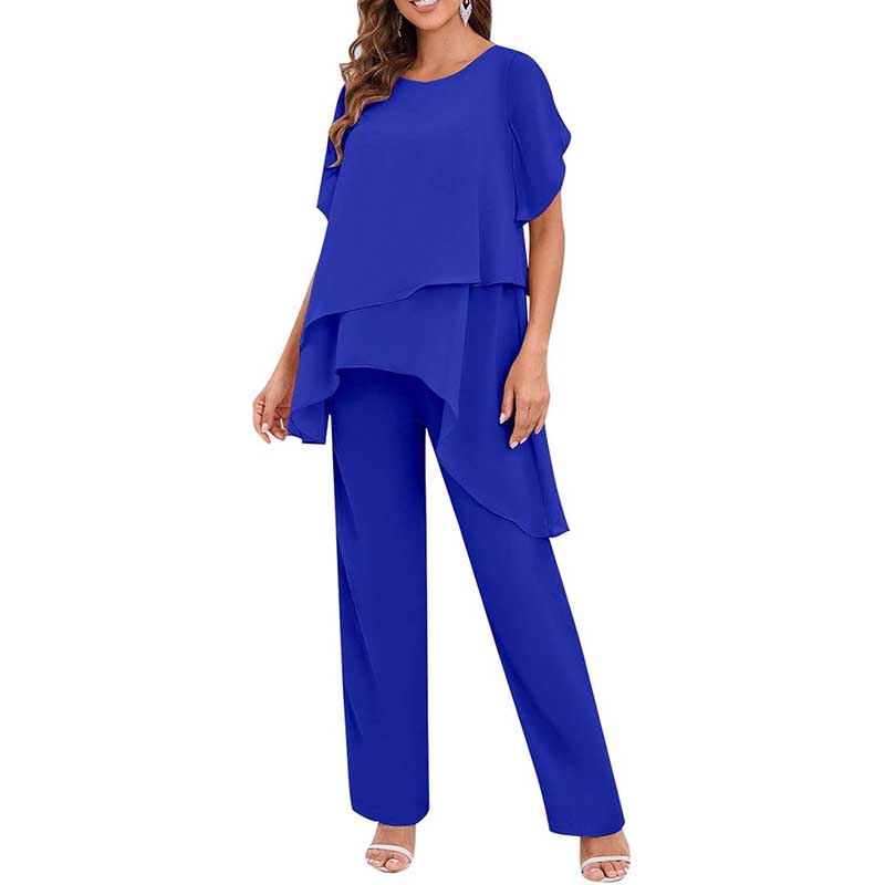 2 Pieces Mother of The Bride Pant Suits Wedding Outfit with Sleeves