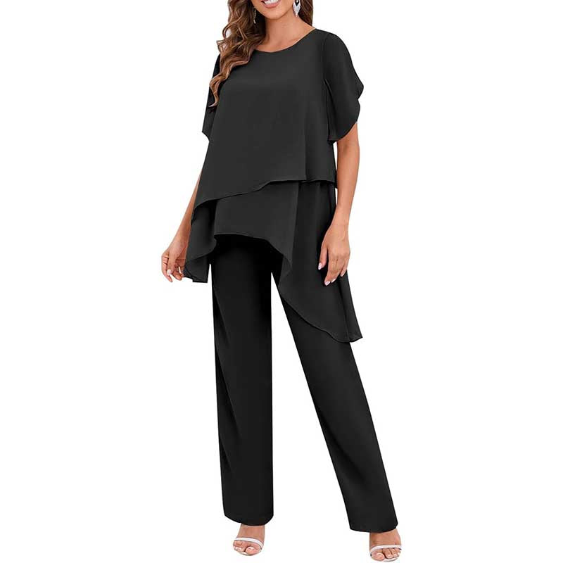 2 Pieces Mother of The Bride Pant Suits Wedding Outfit with Sleeves