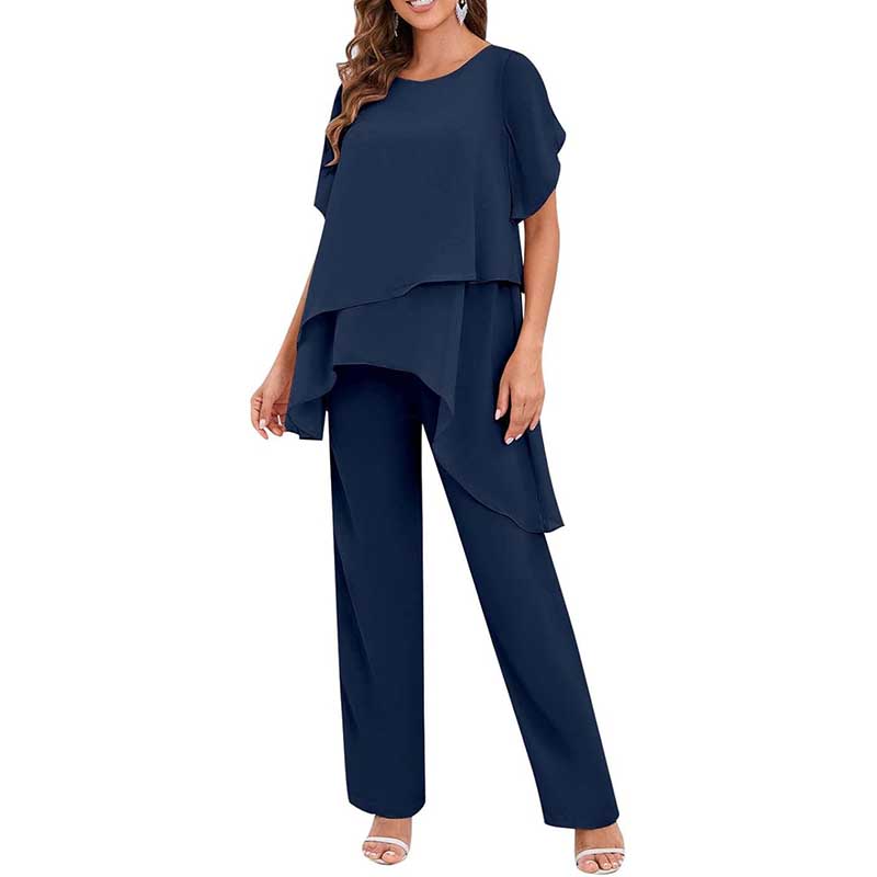 2 Pieces Mother of The Bride Pant Suits Wedding Outfit with Sleeves