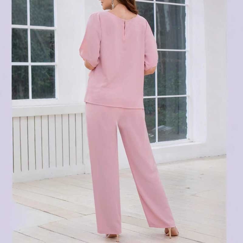 2 Pieces Mother of The Bride Pant Suits Wedding Outfit with Sleeves