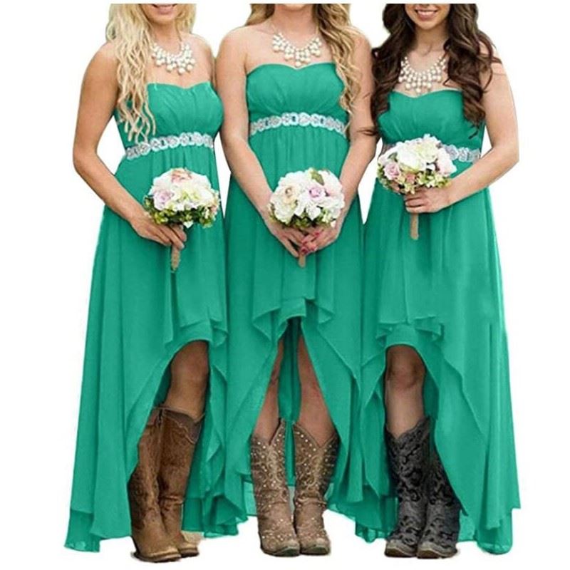 Strapless High Low Bridesmaid Dresses Wedding Party Gowns