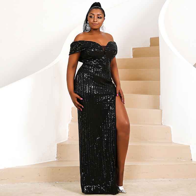Plus Size Formal Sequin Evening Prom Dresses Mermaid Party Maxi Gown
