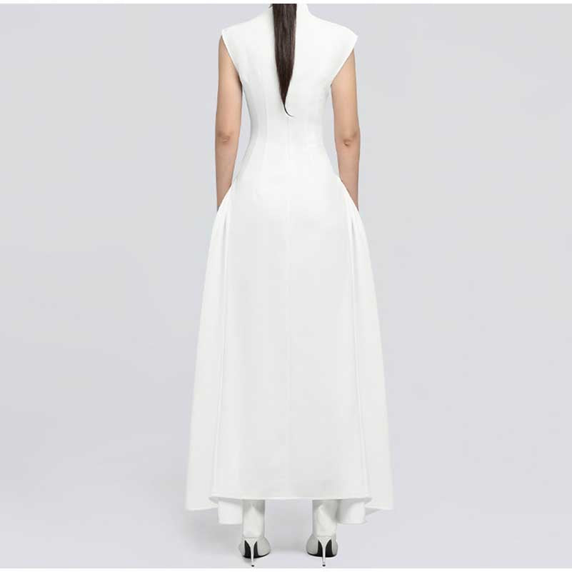 Mock Neck A-Line Midi Dress with Pockets For Women