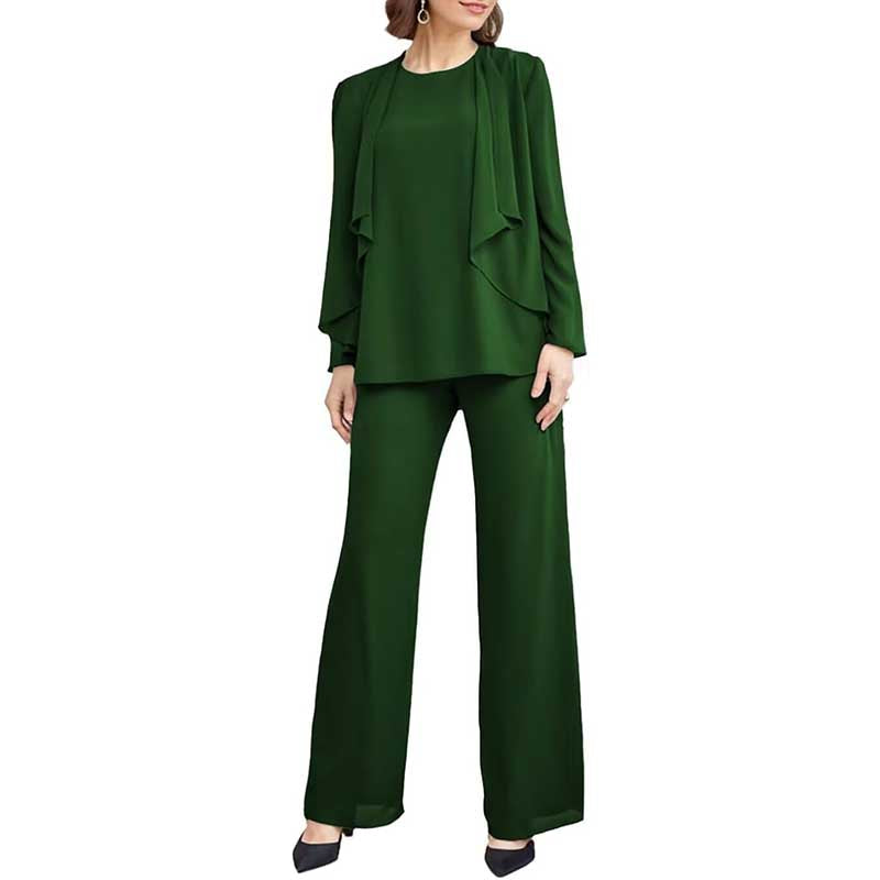 3 Piece Mother of The Bride Outfit with Jackets Long Sleeve Formal Set