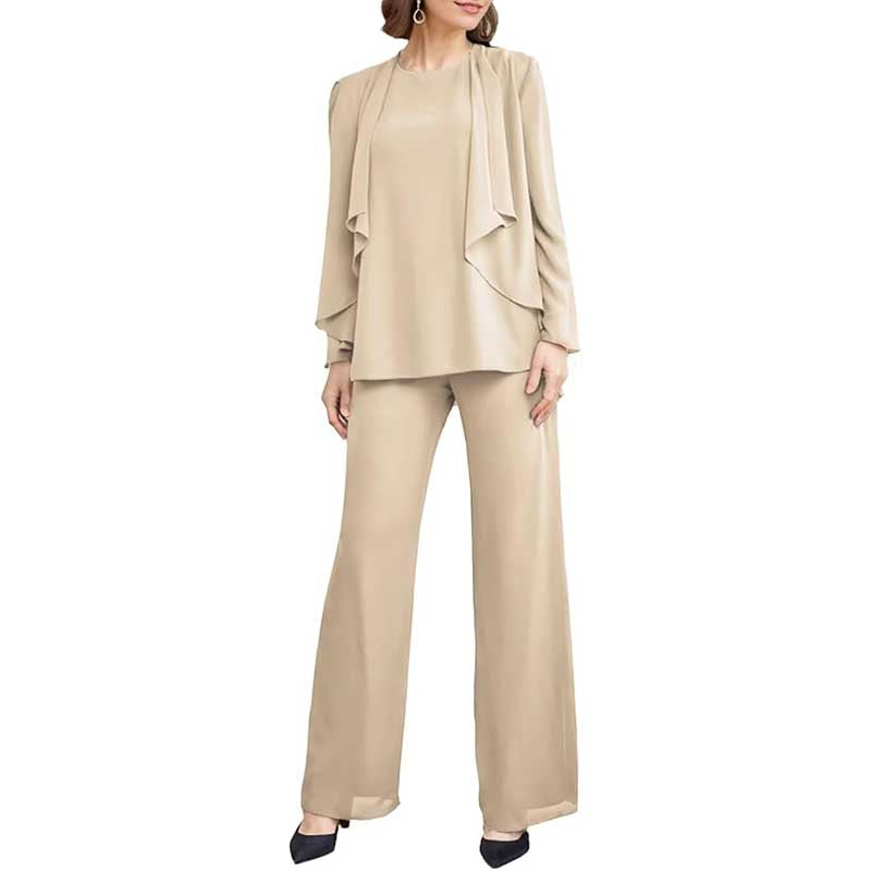 3 Piece Mother of The Bride Outfit with Jackets Long Sleeve Formal Set