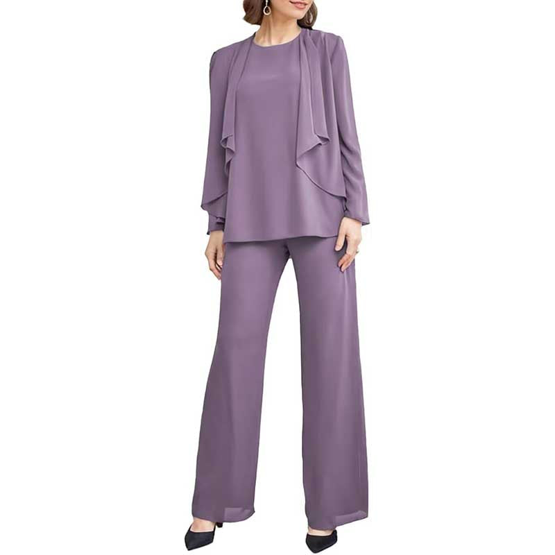 3 Piece Mother of The Bride Outfit with Jackets Long Sleeve Formal Set