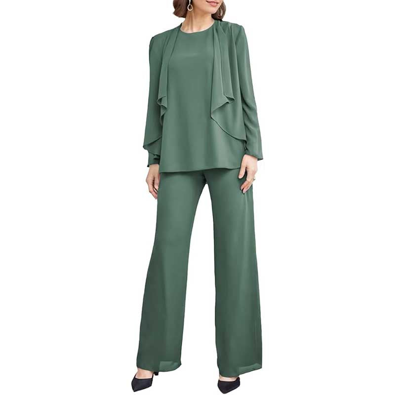 3 Piece Mother of The Bride Outfit with Jackets Long Sleeve Formal Set