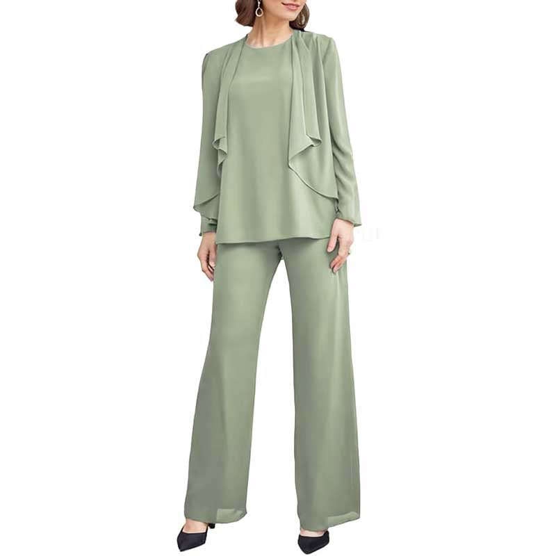 3 Piece Mother of The Bride Outfit with Jackets Long Sleeve Formal Set