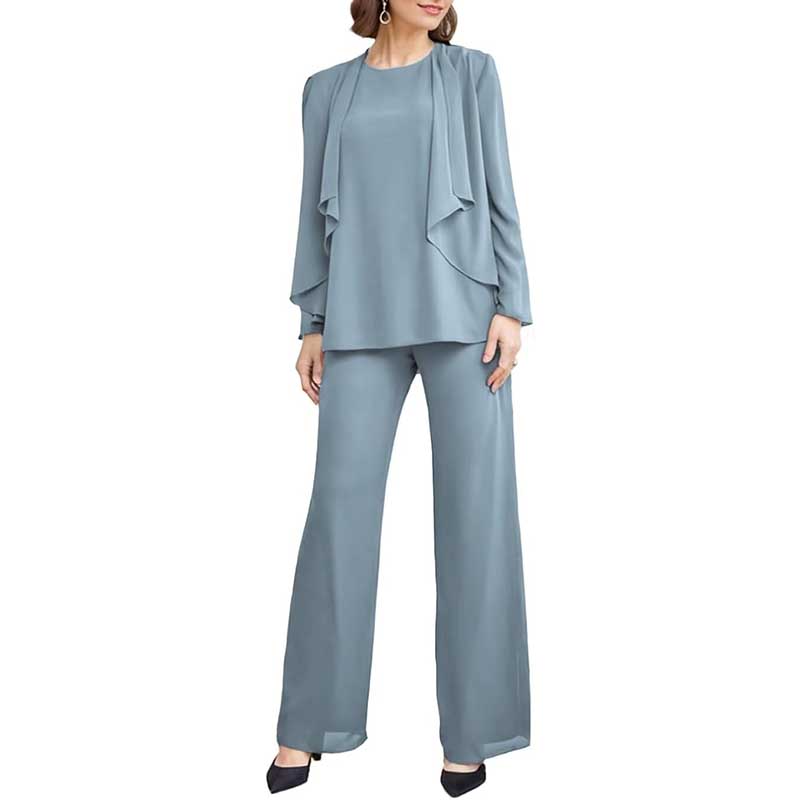 3 Piece Mother of The Bride Outfit with Jackets Long Sleeve Formal Set