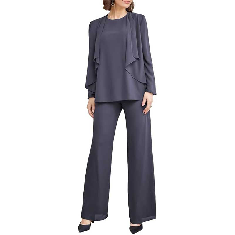 3 Piece Mother of The Bride Outfit with Jackets Long Sleeve Formal Set