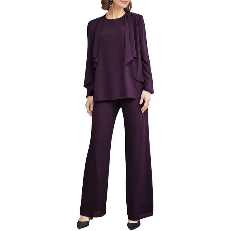 3 Piece Mother of The Bride Outfit with Jackets Long Sleeve Formal Set