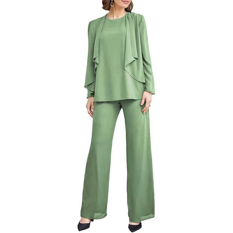 3 Piece Mother of The Bride Outfit with Jackets Long Sleeve Formal Set