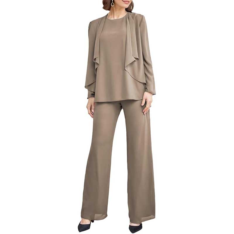 3 Piece Mother of The Bride Outfit with Jackets Long Sleeve Formal Set