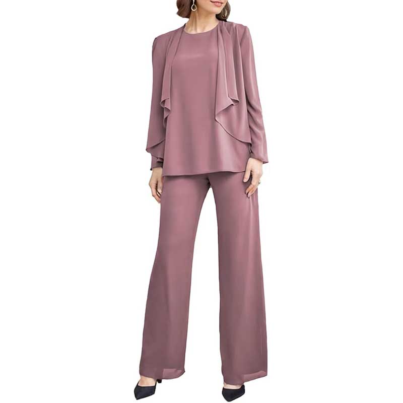 3 Piece Mother of The Bride Outfit with Jackets Long Sleeve Formal Set