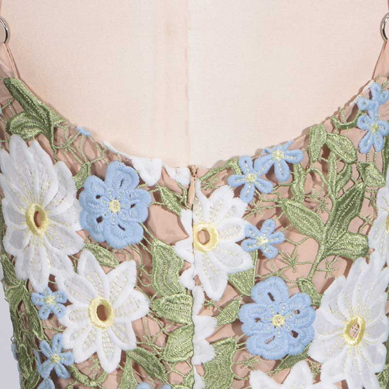 3D Flower Hollowed Midi Dress