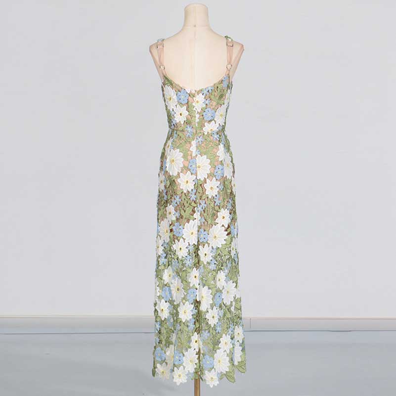 3D Flower Hollowed Midi Dress