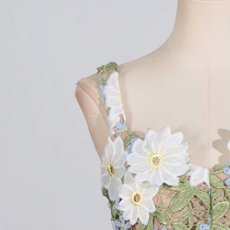 3D Flower Hollowed Midi Dress