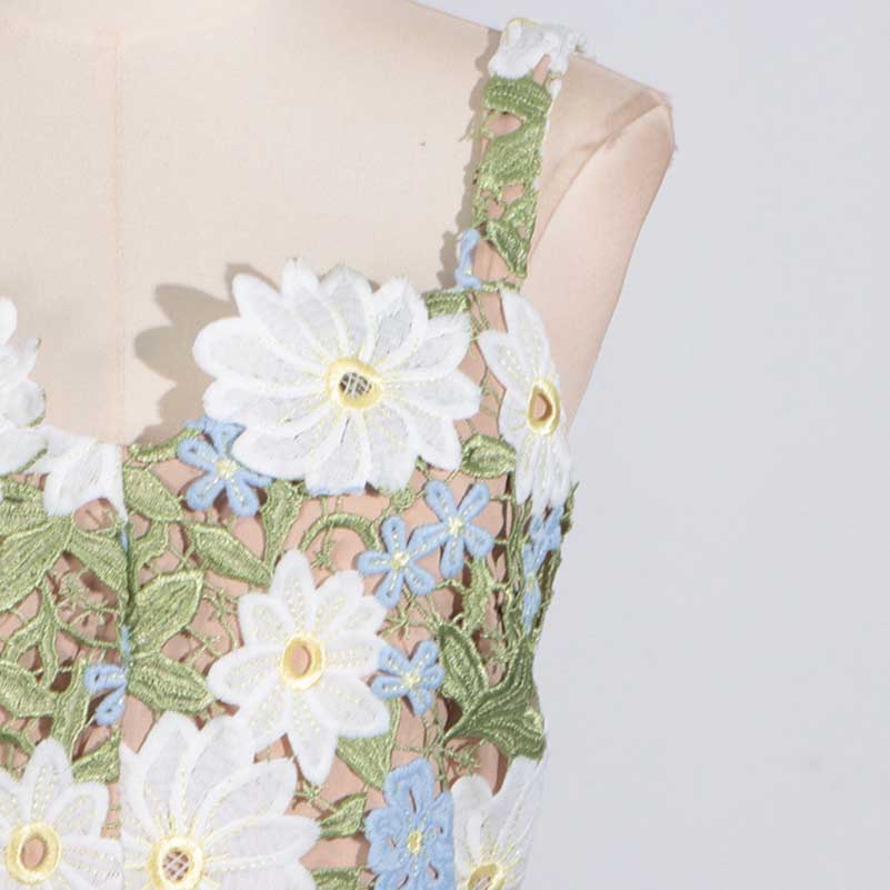 3D Flower Hollowed Midi Dress